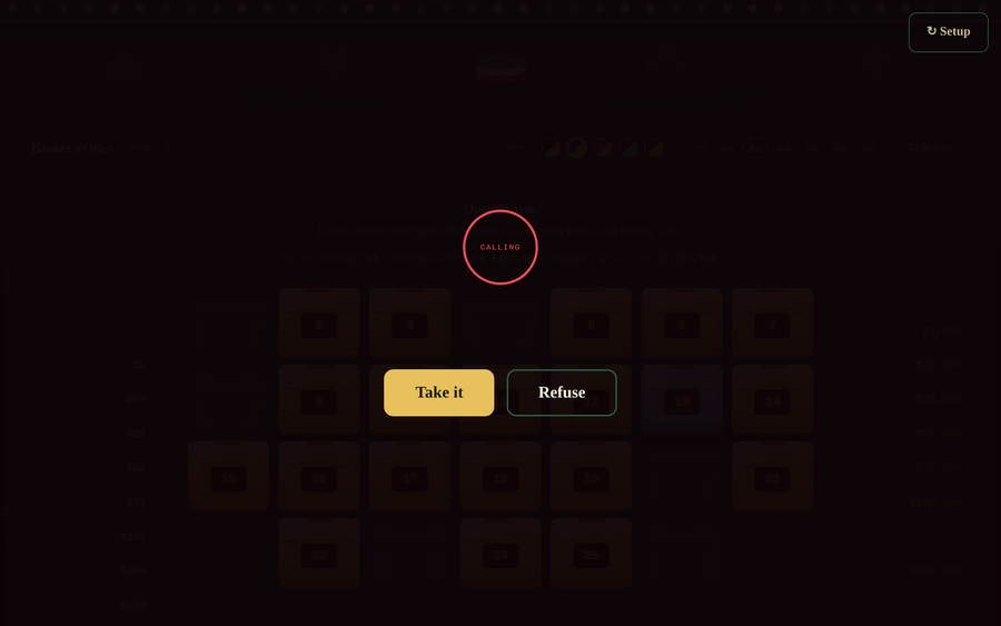 Screenshot of Banker’s Offer