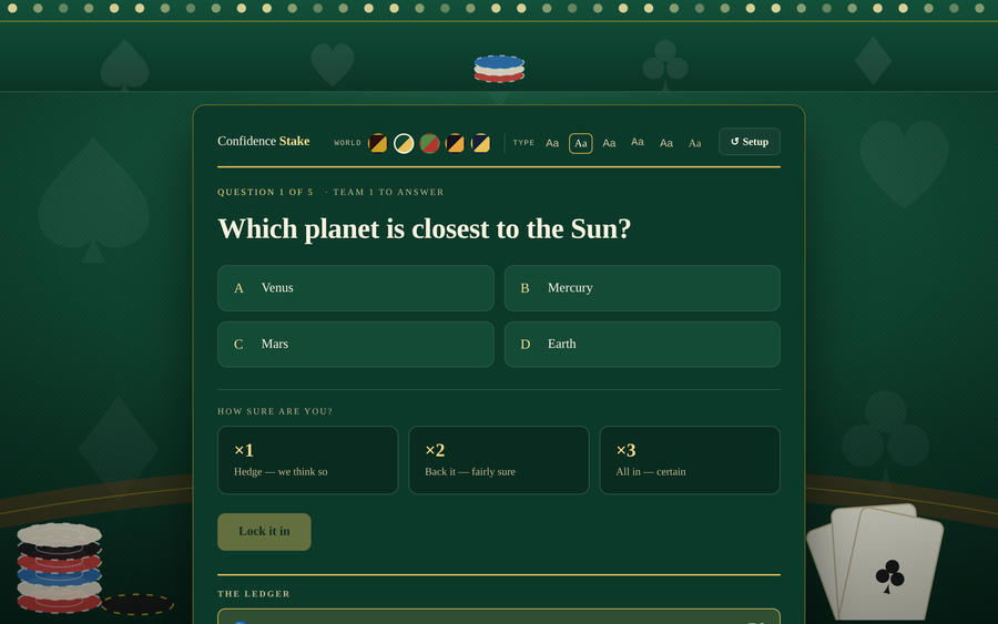 Screenshot of Confidence Stake