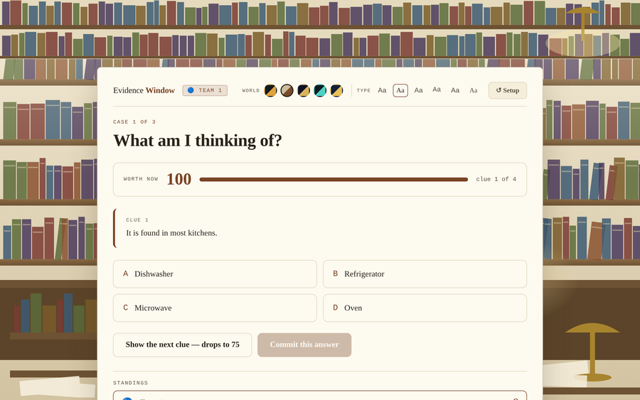 Screenshot of Evidence Window