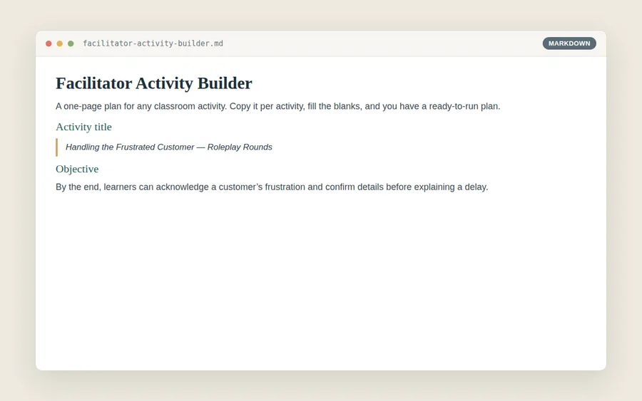 Facilitator Activity Builder