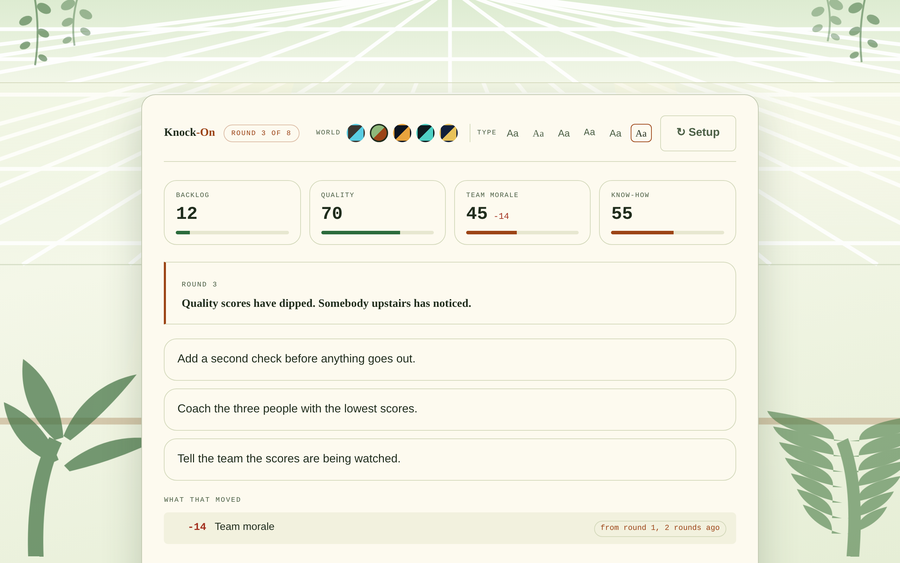 Screenshot of Knock-On