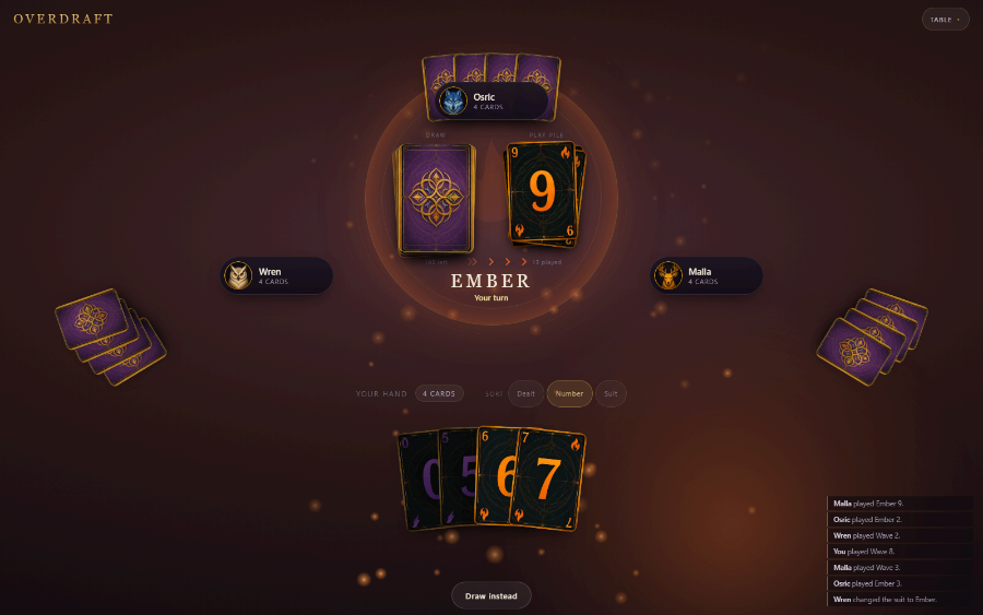 Screenshot of Overdraft — A Card Game the Whole Room Plays