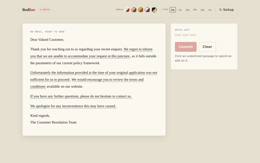 Screenshot of Redline