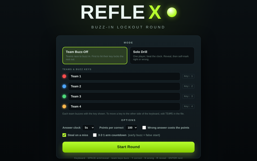 Screenshot of Reflex — Buzz-In Lockout Round